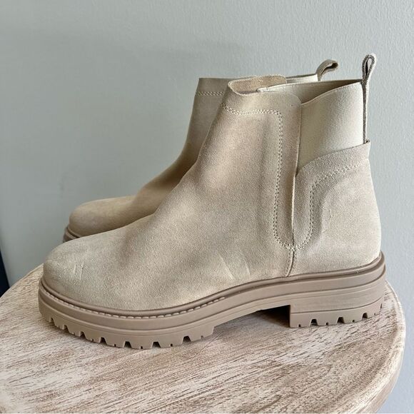 Steve Madden Moira Suede Pull On Boots With Side Stretch Light Tan Cream 10 NWOB - Picture 5 of 14